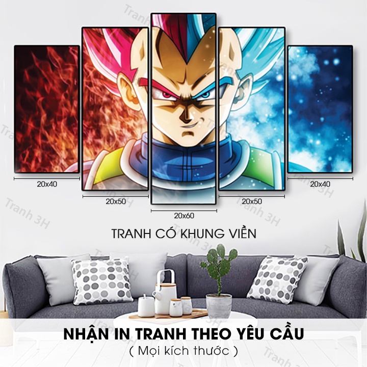 Songoku, Vegeta Tranh Treo Tường Bảy Viên Ngọc Rồng Siêu Cấp, Tranh anime | 3H