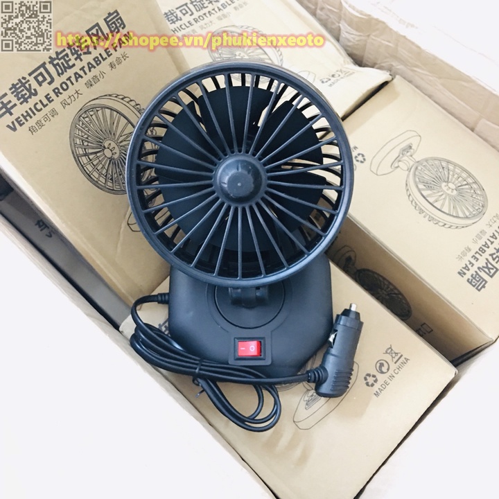 Quạt Ô Tô 12V Xoay 360 Độ Thông Gió Làm Mát Xe Hơi