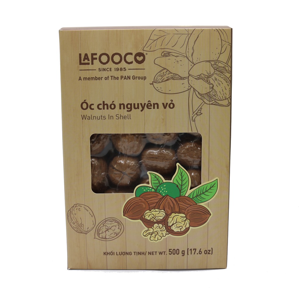 [Mã FMCGM25 - 10% đơn 150K] Óc Chó Nguyên Vỏ LAFOOCO Hộp 500g (Tặng dụng cụ tách óc chó)