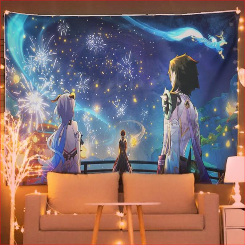 TRANH VẢI TREO TƯỜNG, THẢM VẢI TRANG TRÍ PHÒNG NGỦ, DECOR - IN THEO YÊU CẦU. MSP : Genshin Impact 17