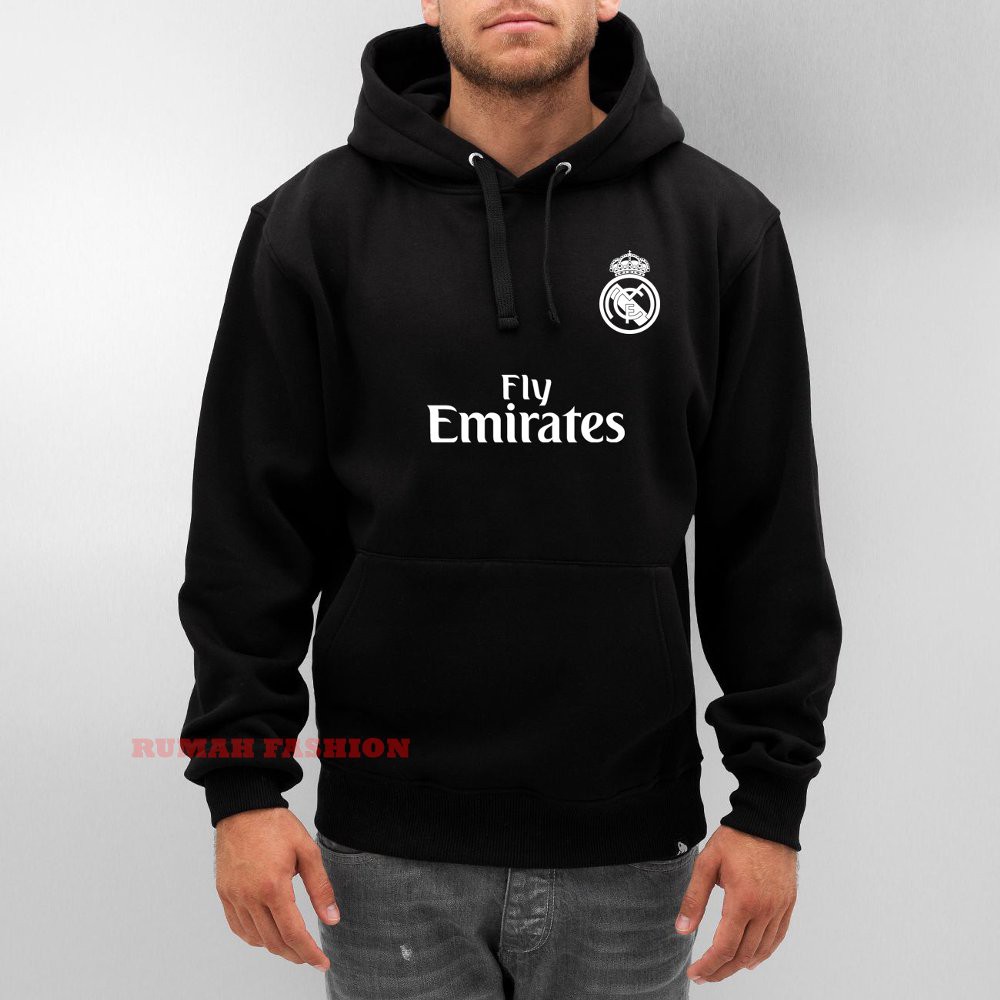 Áo Khoác Hoodie Phối Khóa Kéo In Logo Real Madrid Trẻ Trung Năng Động