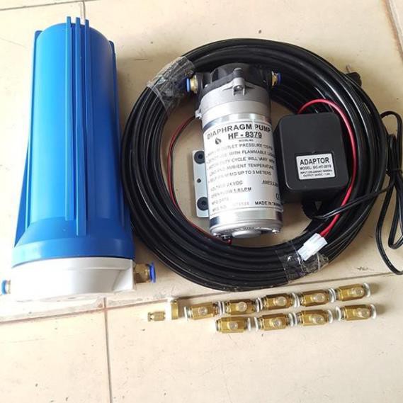 bộ máy phun sương 10 béc máy 24v đài loan