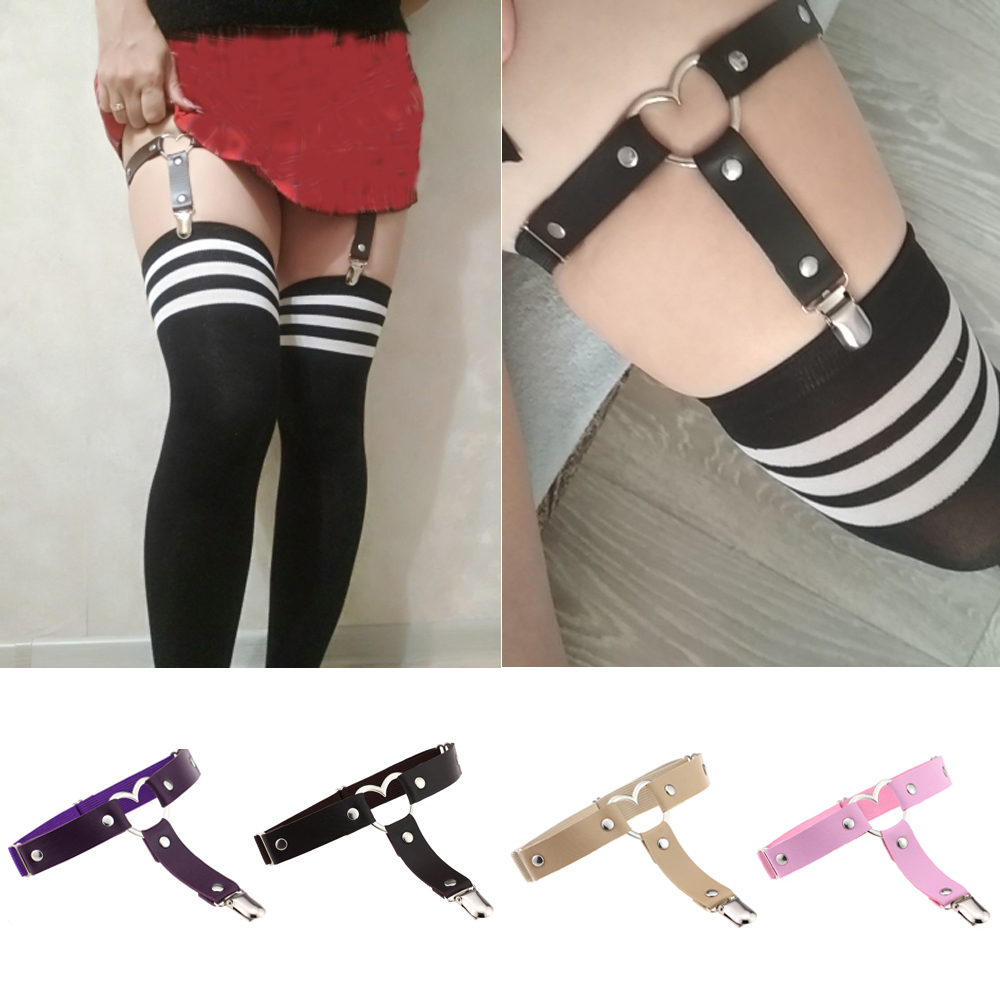 Đai nịt đùi bằng da PU co giãn màu đen phong cách Gothic cho nữ