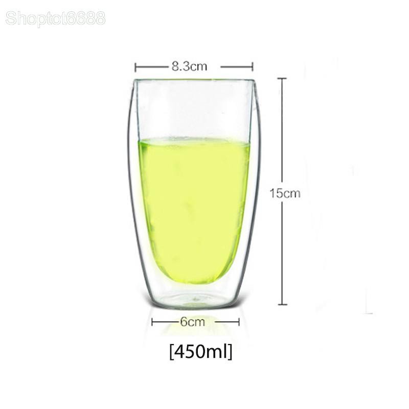 Cốc  thủy tinh 2 lớp giữ nhiệt uống trà và cafe 80ml-240ml -350ml-450ml-650ml tùy chọn