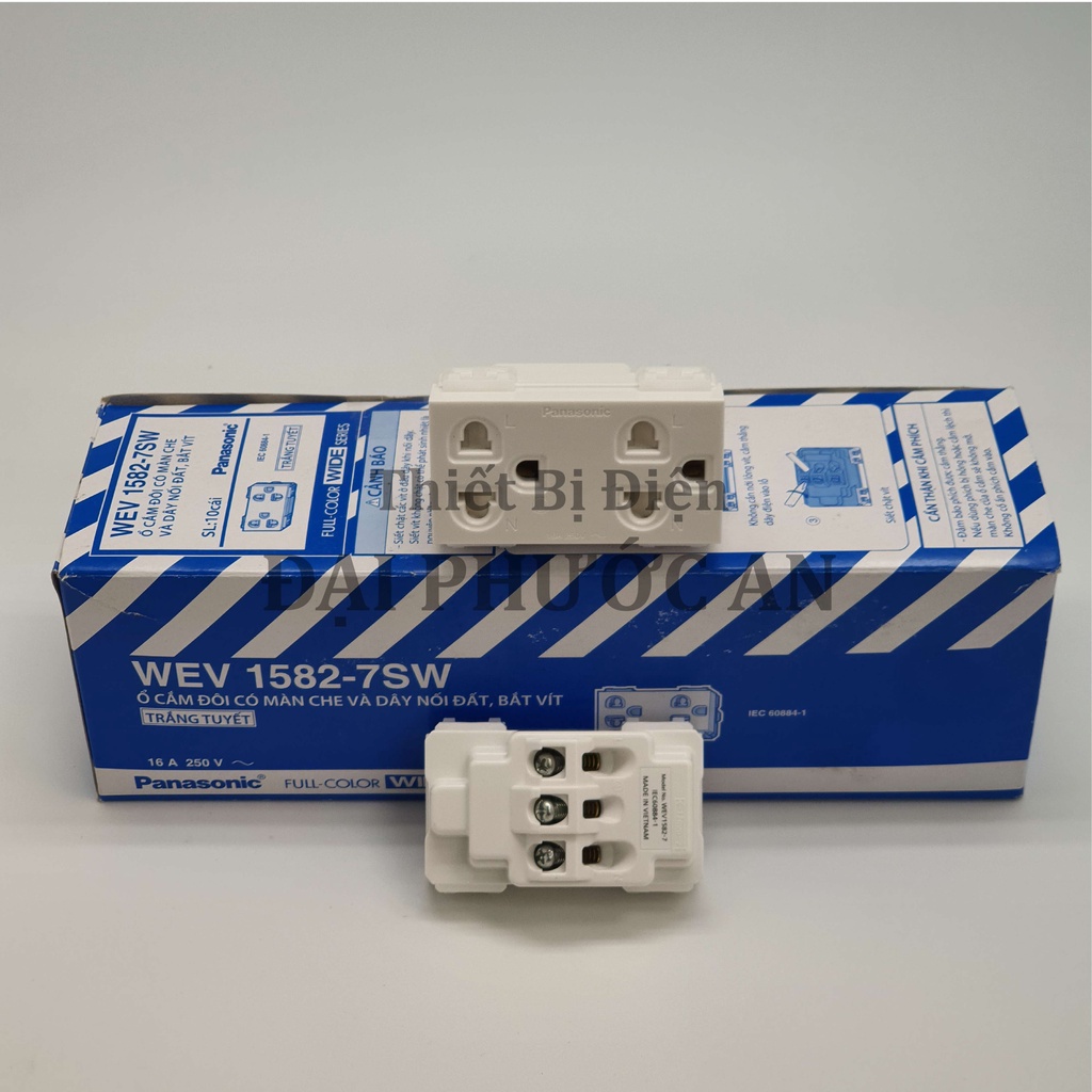 Ổ Điện Âm Tường WEV1582SW Panasonic Ổ Cắm Điện Âm Tường 3 Chấu Đôi Có Màng Che Chịu Tải 16A Chống Cháy Cao Cấp