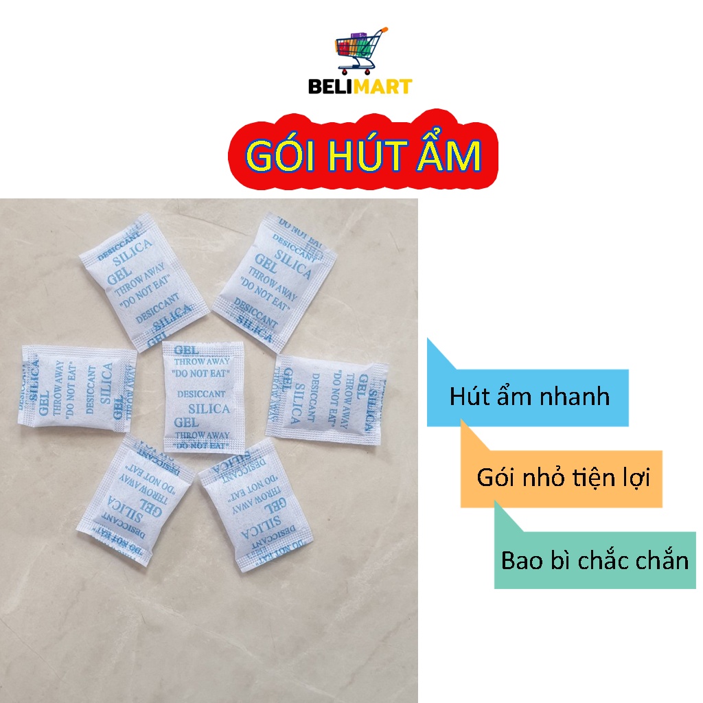 Gói hút ẩm tủ quần áo, túi hút ẩm thực phẩm, máy ảnh, thiết bị điện tử, sách báo, giày dép loại 2/5/10g Beli BL020