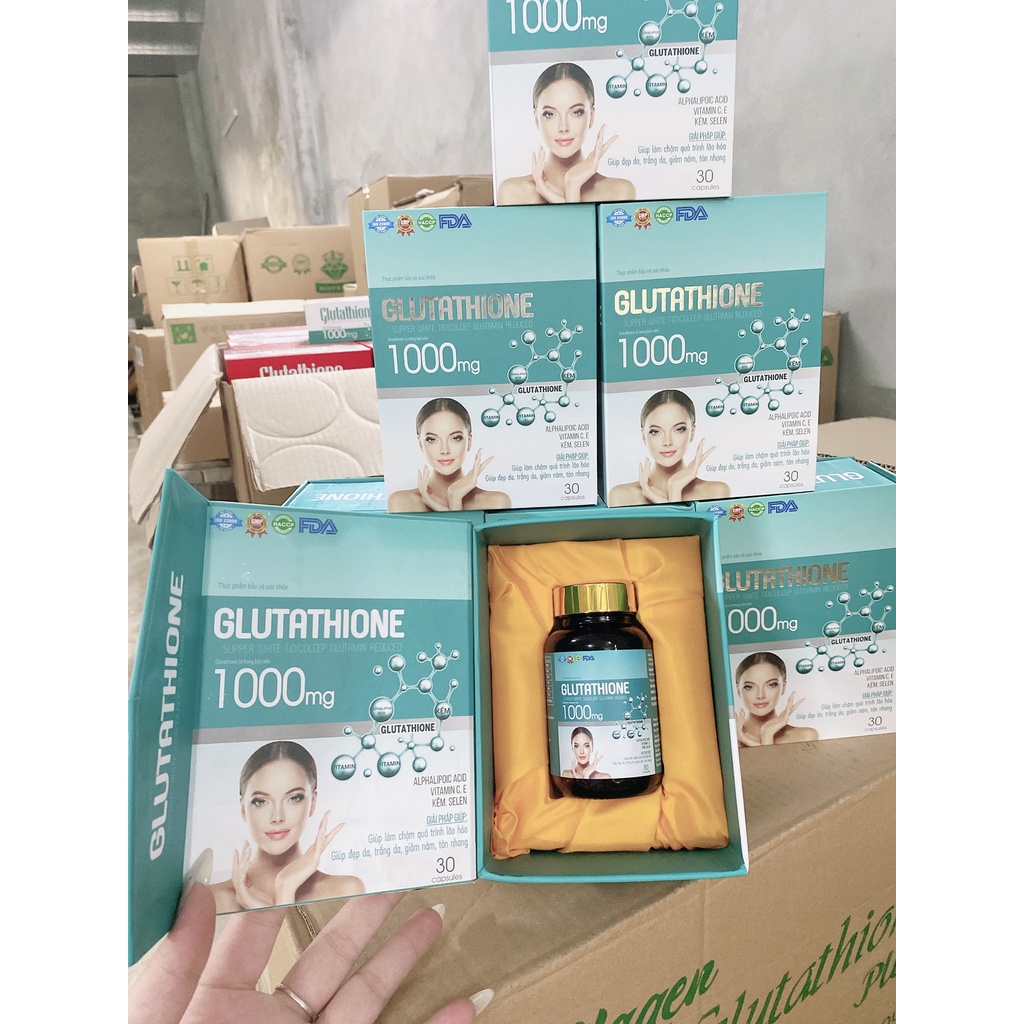 Viên uống Glutathione 1000  trắng sáng da mờ nám giảm tàn nhang lọ 30 viên chính hãng