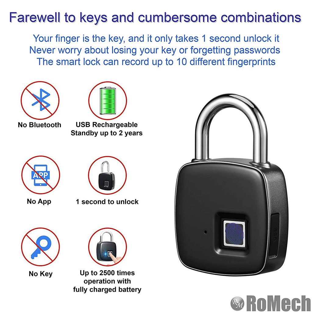 Khoá vân tay TONBUX FingerPrint sử dụng công nghệ quét vân tay để mở khoá, cực kì an toàn, chất liệu thép không rỉ