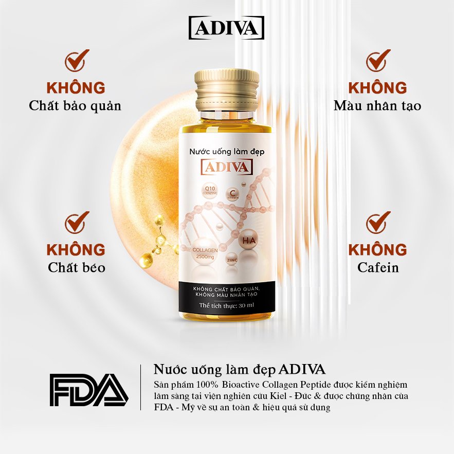 Nước Uống Làm Đẹp Collagen ADIVA 14 lọ Tặng 1 chai Sữa Tắm Adiva Sweet Memories 400ml