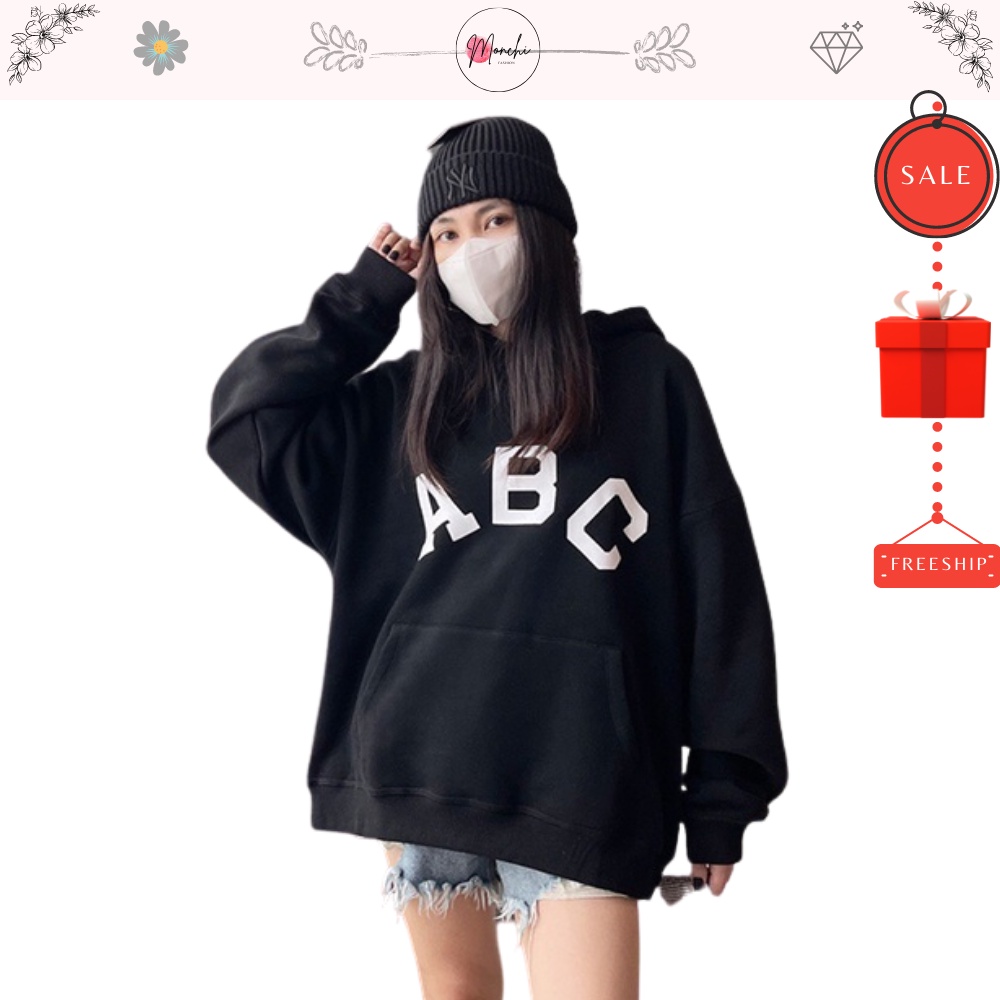 Áo Hoodie Cổ Cúc ABC Chất Nỉ Nam Nữ G0109 Dáng Rộng In Chữ 2 Màu | BigBuy360 - bigbuy360.vn