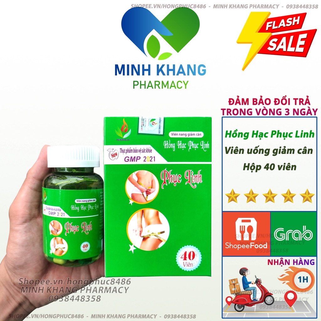 Hỗ trợ giảm cân Hồng Hạc Phục Linh viên uống an toàn cấp tốc giảm mỡ đùi mỡ bụng cho cơ địa khó giảm trong 7 ngày
