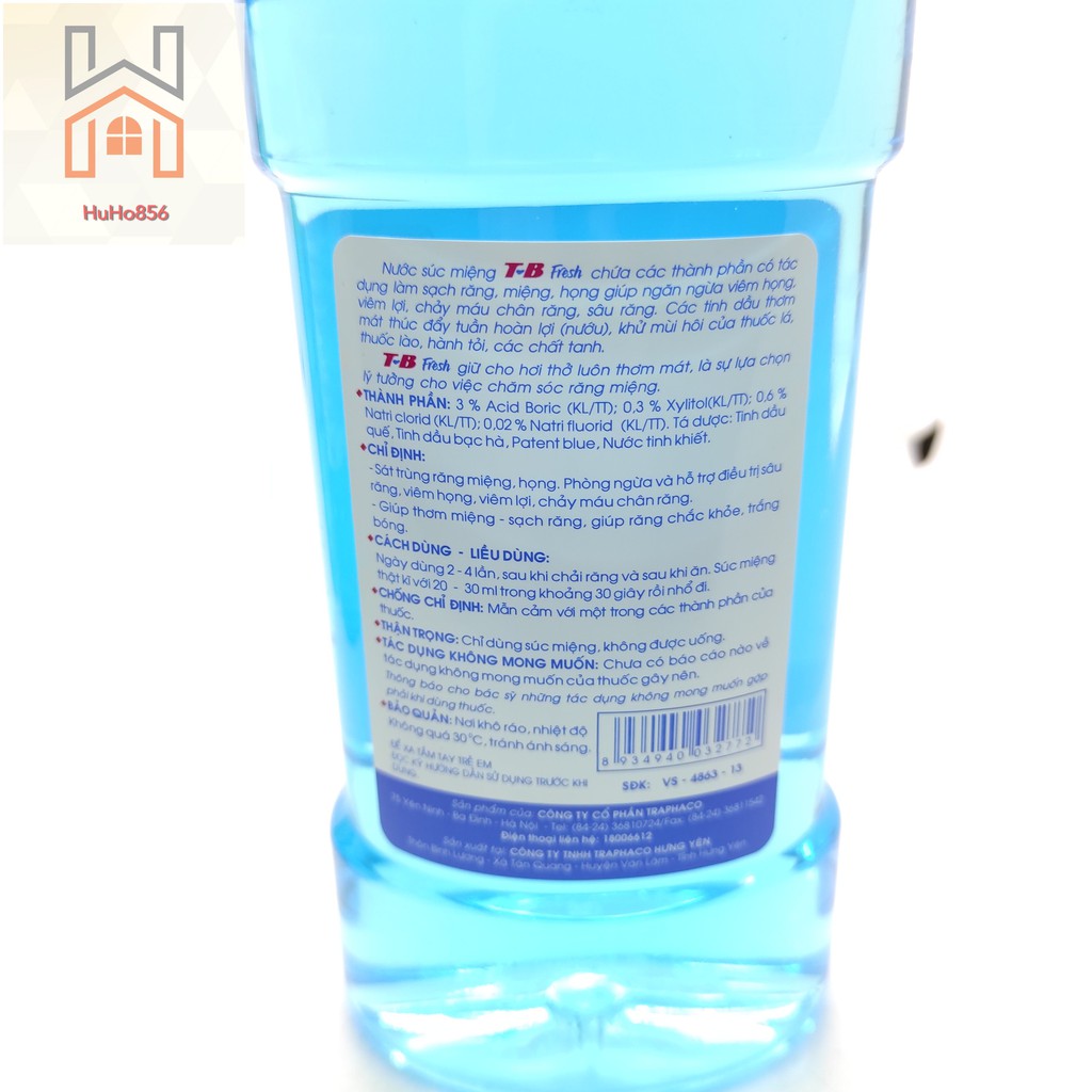 Nước Súc Miệng T-B TB Trắng Răng, Thơm Miệng - 500ml - Traphaco