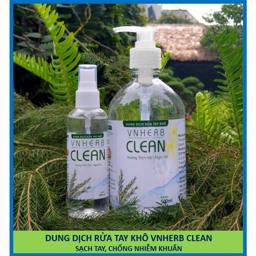 Dung dịch nước xịt rửa tay khô khử trùng sạch da tay tránh lây nhiễm bệnh - VNHerb Clean (Chai 100ml - 500ml) | BigBuy360 - bigbuy360.vn