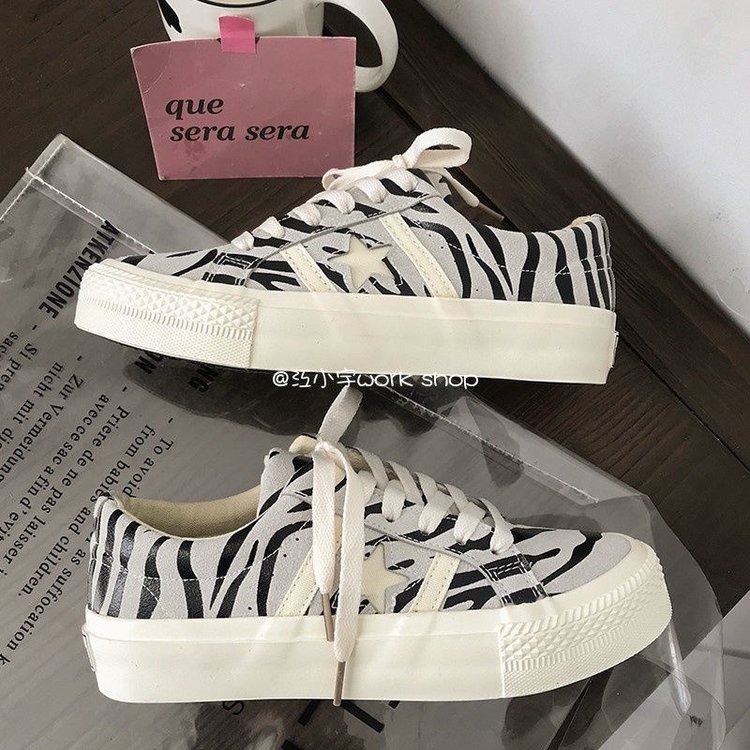 Giày Vải Canvas Đế Bằng Cột Dây In Hình Ngôi Sao Thời Trang Mùa Xuân Dành Cho Nữ | BigBuy360 - bigbuy360.vn