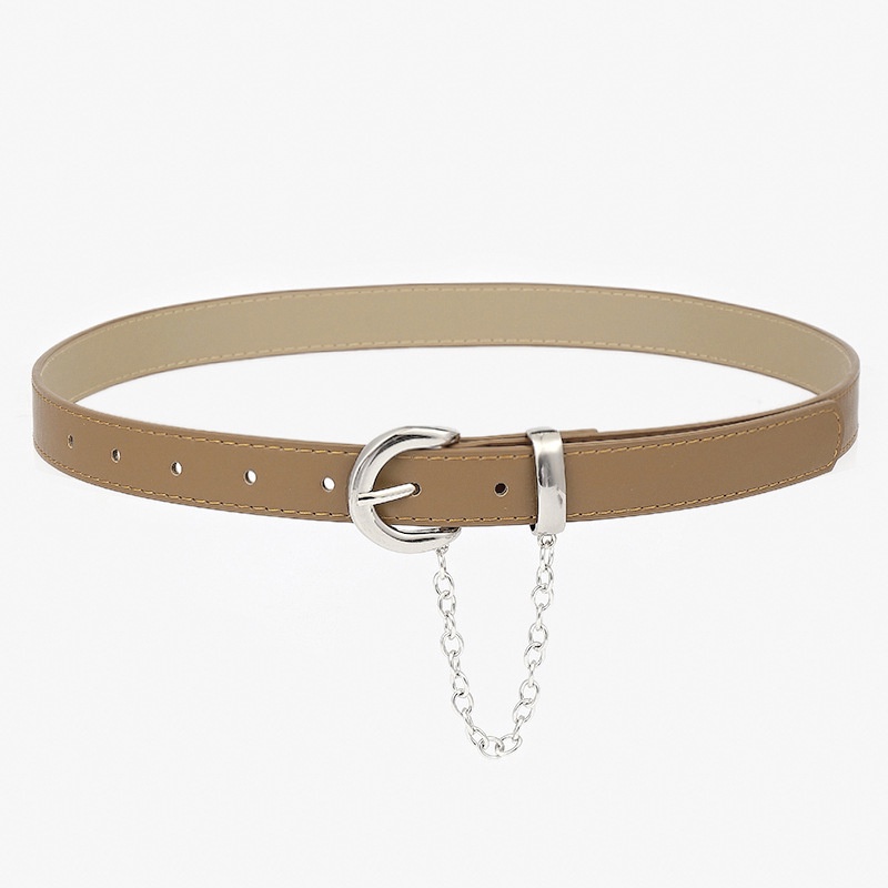 Thắt Lưng Da PU Khóa Kim Loại Bạc Thời Trang Cho Nữ