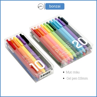 Bộ 10 20 bút gel KACO PURE mực nhiều màu.