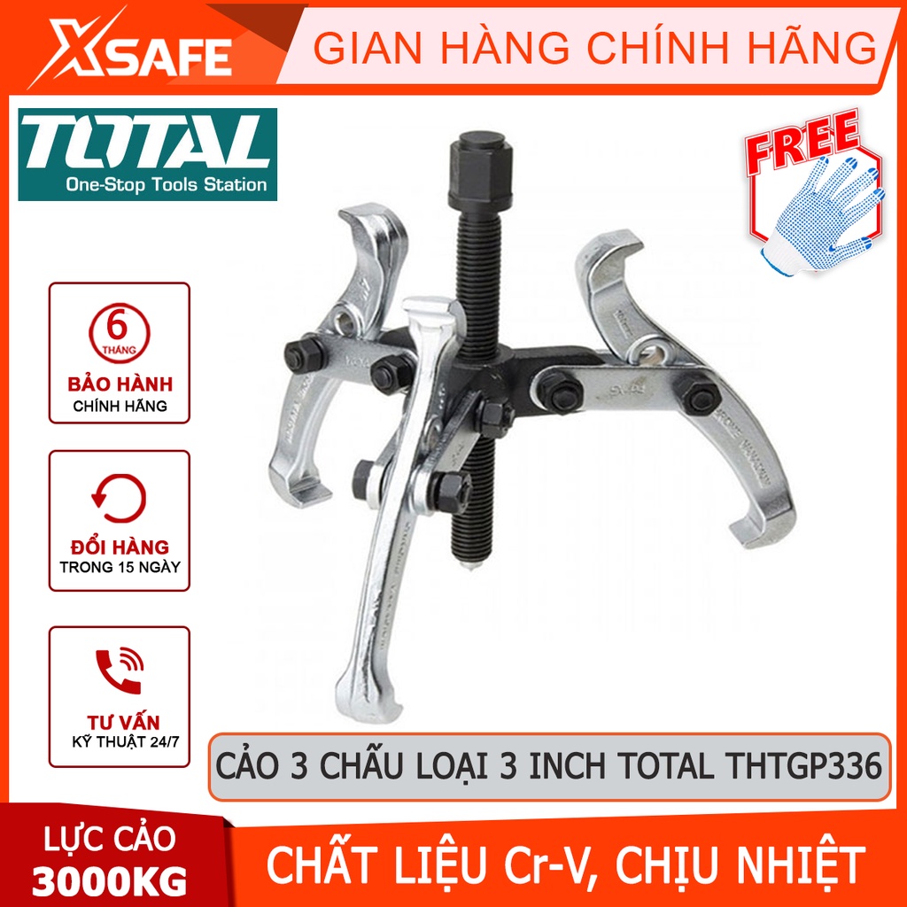 Cảo 3 chấu 3 inch TOTAL THTGP336 | cảo thủy lực Kích thước 3&quot;, Lực cảo tối đa 3000 kg, chất liệu bằng Cr-V, chịu nhiệt