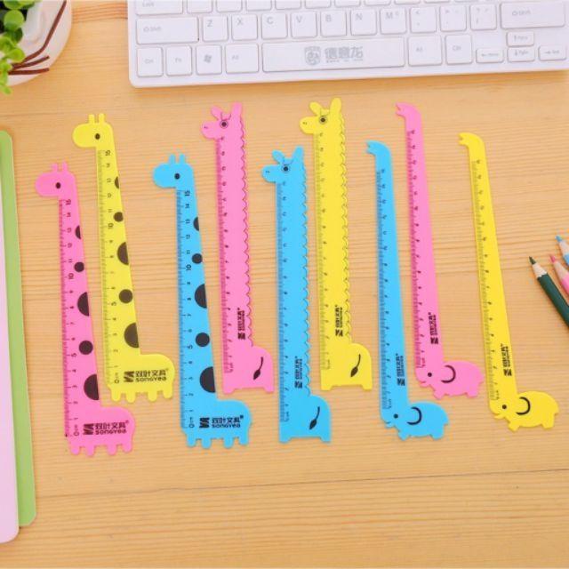 Thước kẻ học sinh hình động vật hươu cao cổ, voi 15cm, dễ thương cho bé - Soleil Home