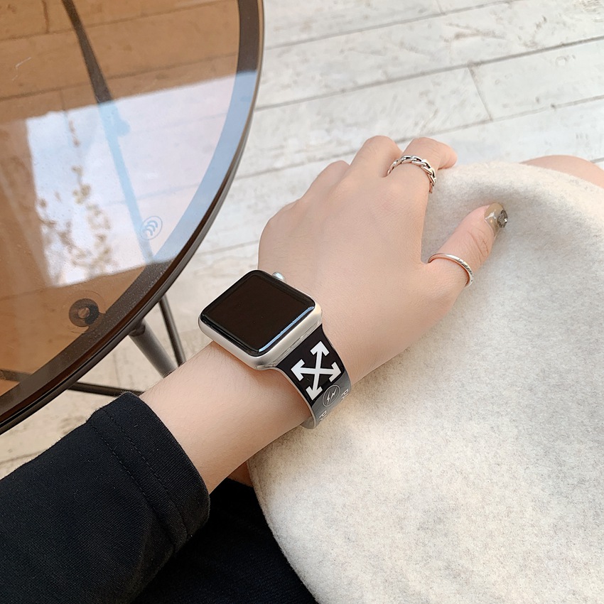 OFF WHITE T5 Dây Đeo Silicone Trong Suốt Cho Đồng Hồ Apple Watch Series Se 6 38mm 40mm 42mm 44mm 2 3 4 5