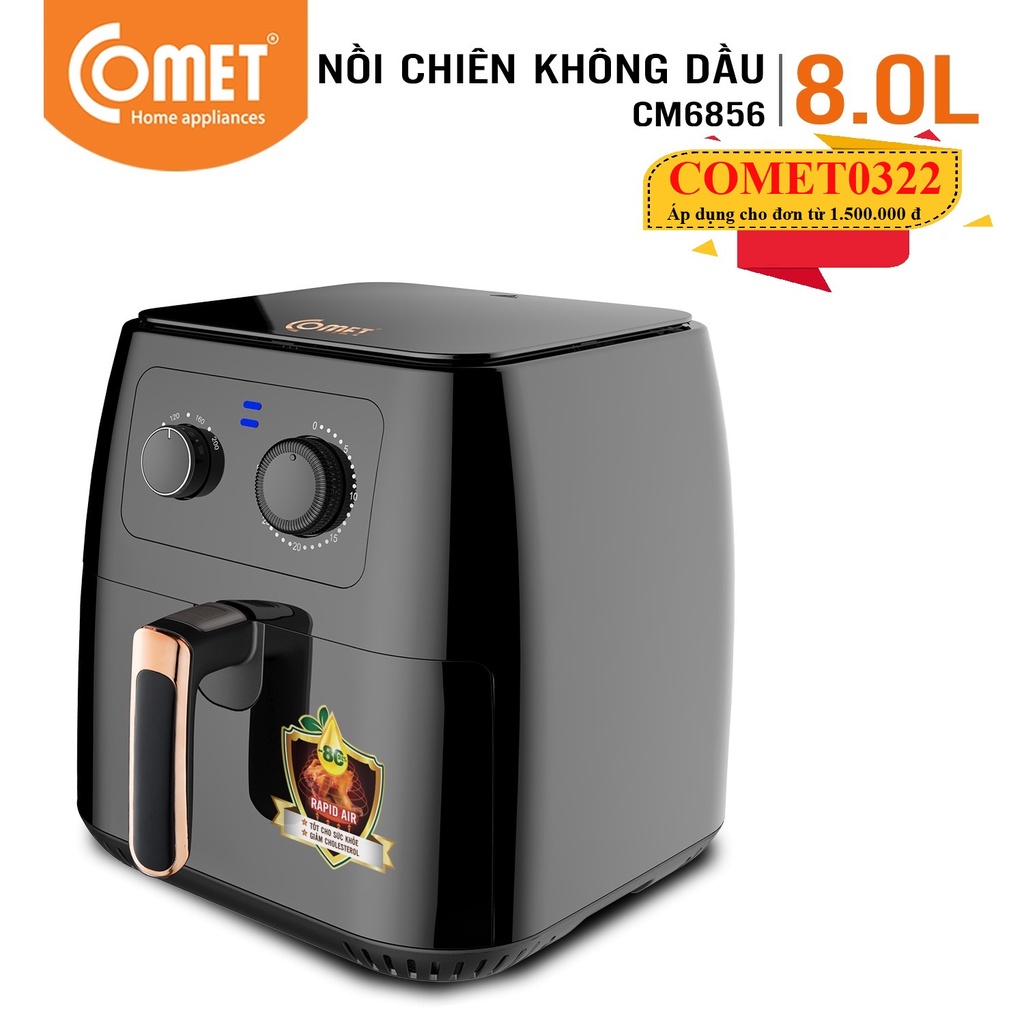 [Mã ELHADEV giảm 4% đơn 300K] Nồi chiên không dầu (Big size) 8L COMET - CM6856