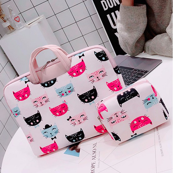 Cặp đựng laptop, túi chống macbook da PU có kèm ví, có đai gài hành lý và lớp đệm bông dày dặn | BigBuy360 - bigbuy360.vn