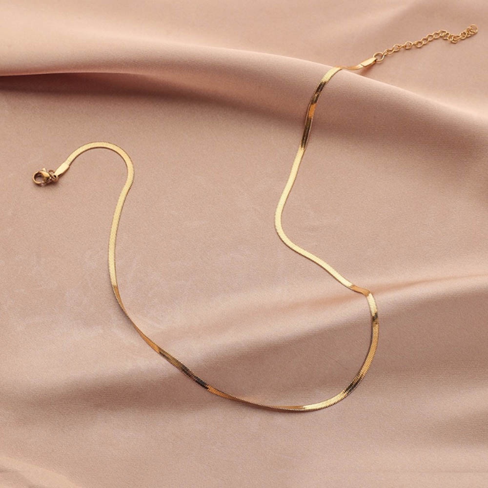 Vòng Cổ Choker Kim Loại Dạng Xích Rắn Màu Vàng Thời Trang Cho Nam Và Nữ