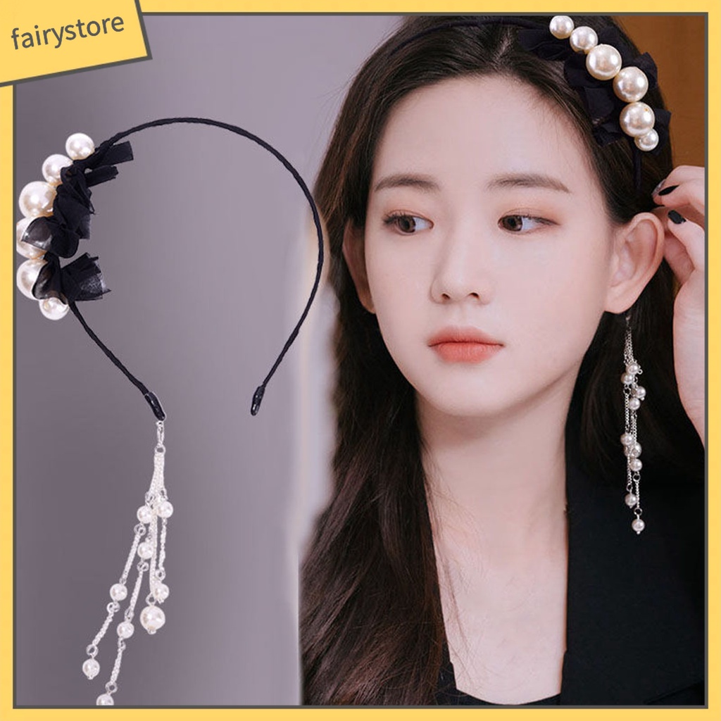 Băng Đô Cài Tóc Đính Ngọc Trai Giả Sang Trọng Cho Nữ