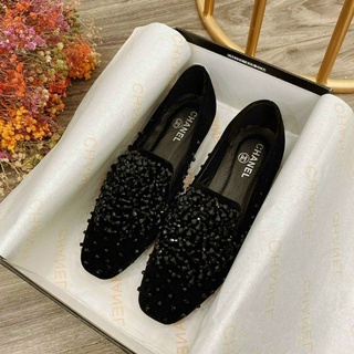 Giày lười slipon nhung đính đá (kèm ảnh thật)