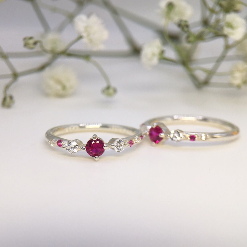 Nhân bạc nữ đá đỏ Topaz nhân tạo cao cấp nữ trang S925 KimKimRosa jewelry sterling silver