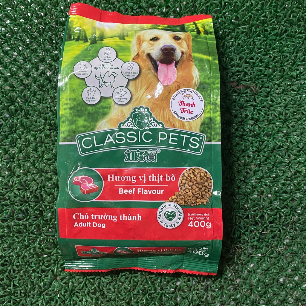 Thức Ăn Hạt Khô Cho Chó Lớn - Classic Pets - Beef Flavor - Vị Bò - Túi 400g