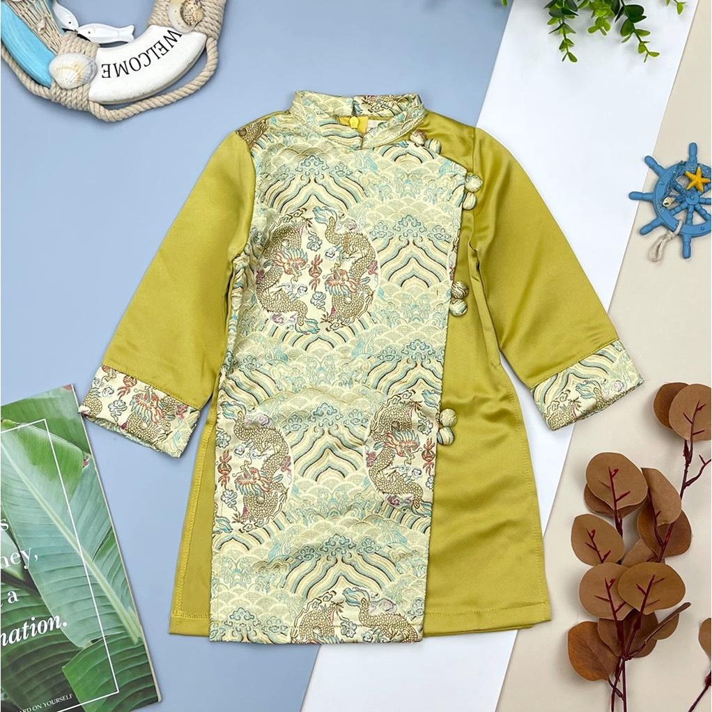 Áo dài phối cúc LITIBABY size 1/5