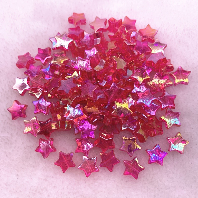 Bộ 100 Hạt Nhựa Acrylic Hình Ngôi Sao Năm Cánh 11mm Màu Trong Suốt Dùng Làm Trang Sức