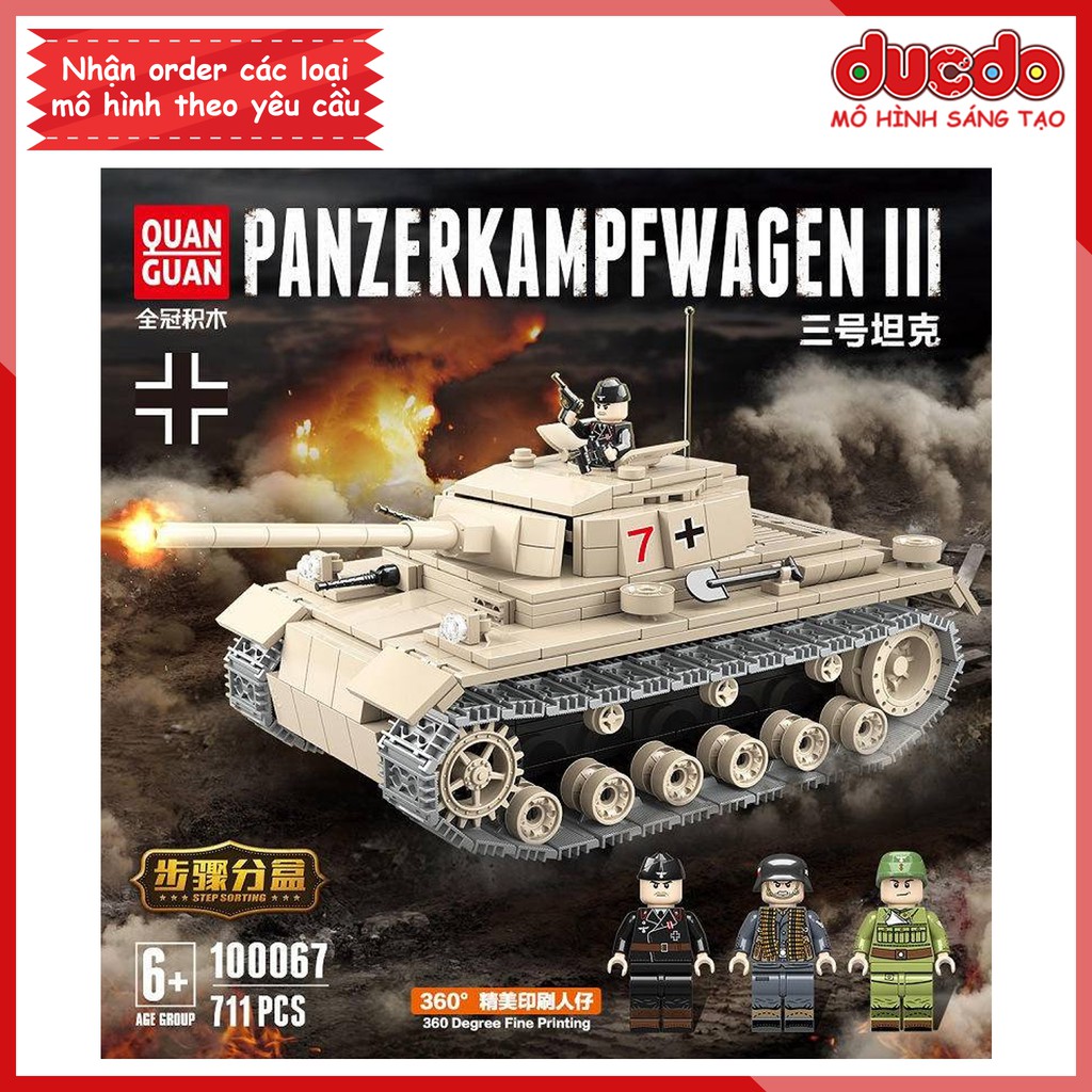 Lắp ghép Siêu tank Panzerkampfwagen III của phát xít Đức hùng mạnh - Đồ chơi Xếp hình Mô hình WW2 QuanGuan 100067