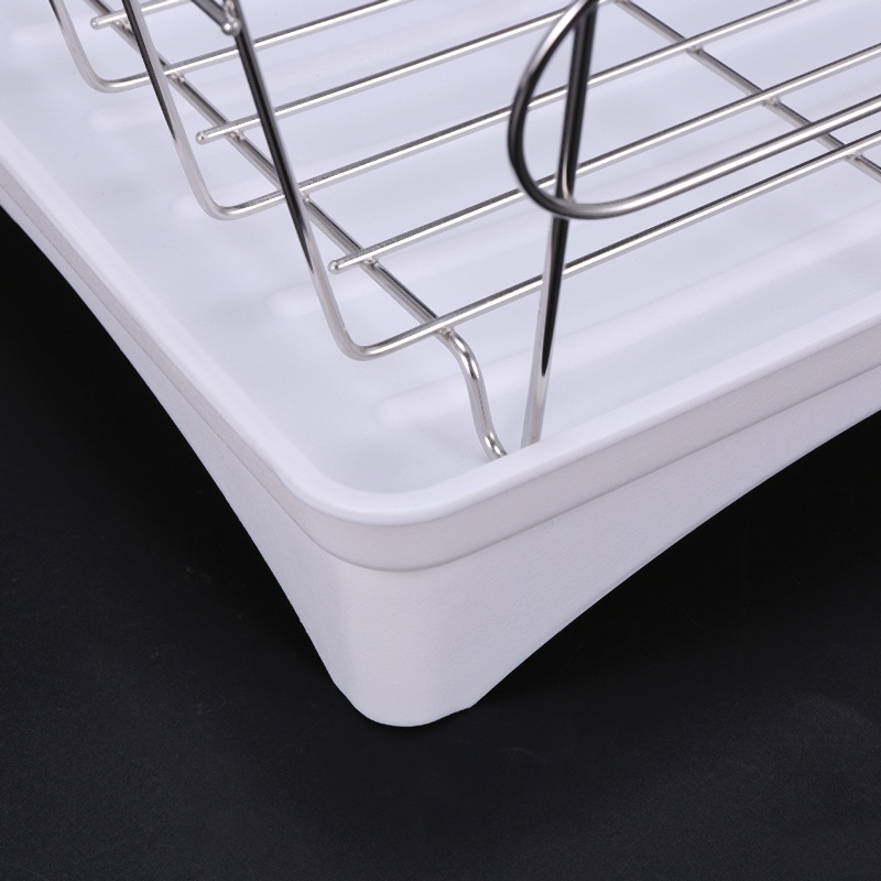 Set 3 Giá Phơi Khô Chén Dĩa Bằng Thép Không Gỉ Màu Trắng Tiện Dụng Cho Nhà Bếp