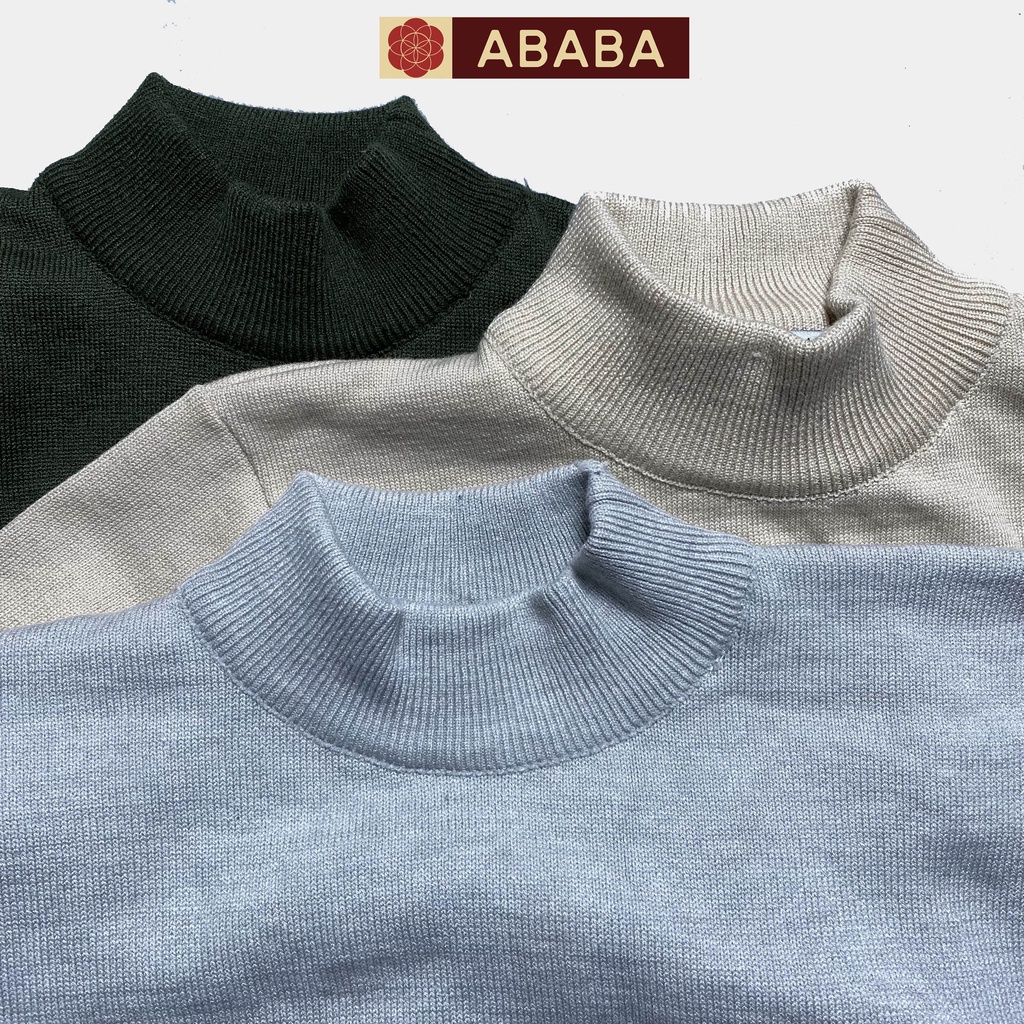 Áo len nam cổ 3 phân ABABA, chất liệu len mềm mịn dày giữ ấm tốt - ABA-3PLT
