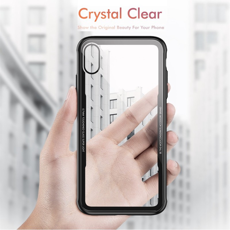 iPhone 11 Pro XS MAX 6 7 8 plus X XR SE2 2020 TPU + Kính cường lực Ốp lưng trong suốt sành điệu Vỏ điện thoại trong suốt