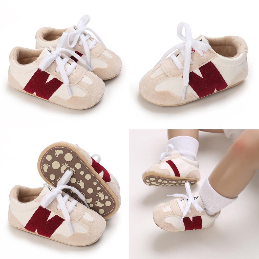 Giày Thể Thao Dây Rút Màu Trắng Thoáng Khí Chống Đá Cho Bé 0-12 Tháng Tuổi Mới