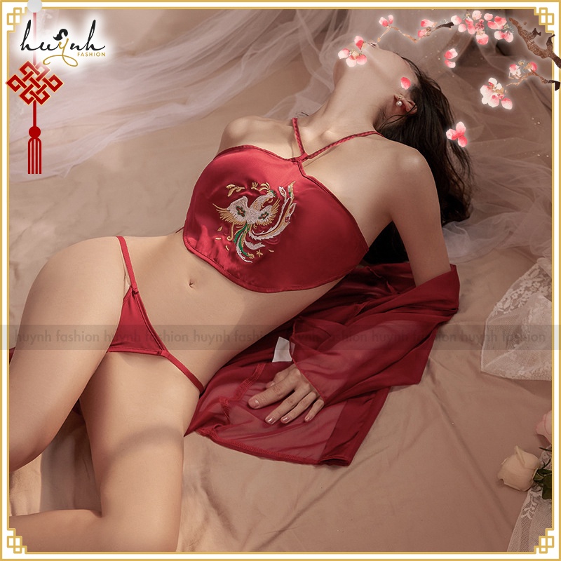Đồ Hóa Trang Áo Choàng Kèm Yếm Thêu Phượng Hoàng Cổ Trang Trung Hoa Sexy Chinese Hanfu Cosplay - CO23