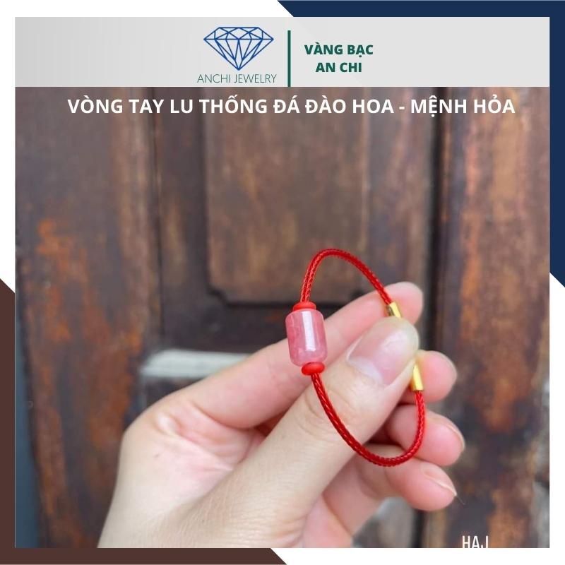 Vòng tay lu thống đá đào hoa phong thuỷ mệnh hỏa / thổ. Anchi jewelry