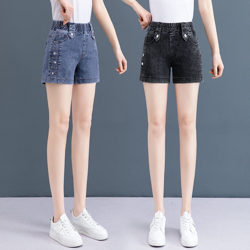 Quần Short denim Mỏng Ống Rộng Lưng Cao Co Giãn Thời Trang Mùa Hè Hàng Mới Dành Cho Nữ 2022