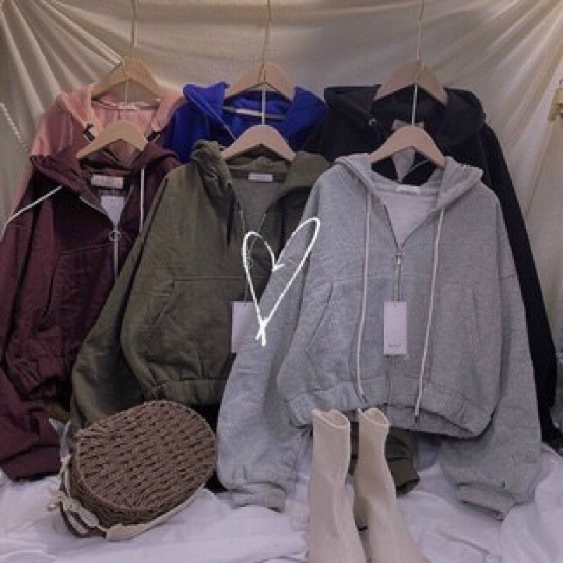 Khoác nỉ ngoại Tay phồng Croptop