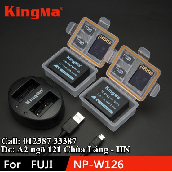 Pin Và Sạc đôi Kingma cho máy ảnh Fujifilm Np W126