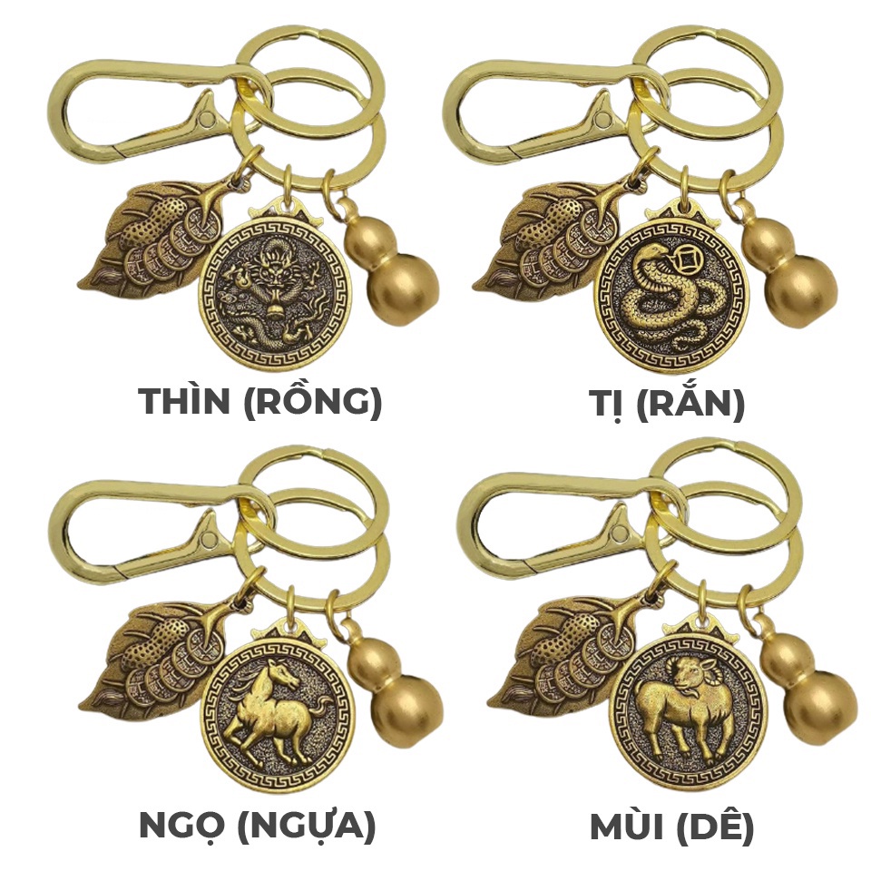 Móc Khóa 12 Con Giáp Đồng Thau Keychain ( XE MÁY Ô TÔ Thập Nhị Địa Chi PHONG THỦY THEO BẢN MỆNH hút tài lộc may mắn .. )