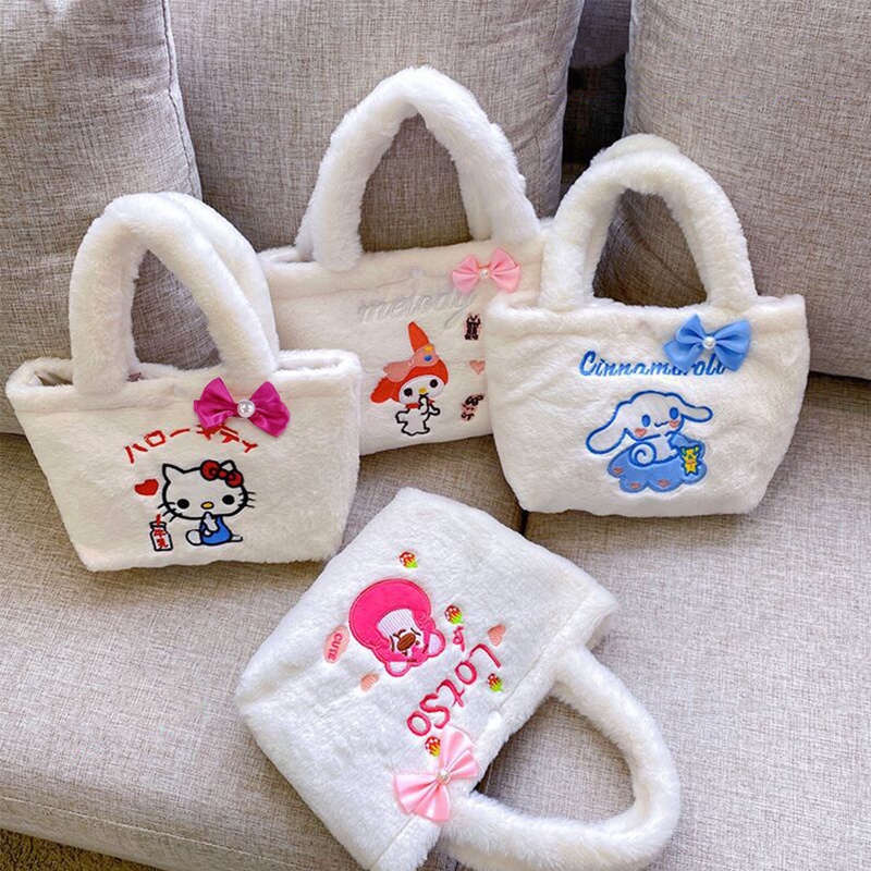 Seng Túi Tote Đeo Vai Bằng Vải Bông Màu Trơn Thêu Họa Tiết Hoạt Hình Dễ Thương Dễ Phối Đồ Bất Ngờ