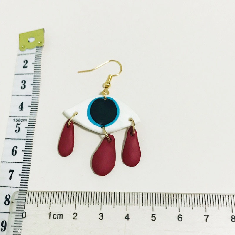 Khuyên Tai Đất Sét Polymer Hình Mắt Quỷ Nhiều Màu Độc Đáo Thời Trang Cho Nữ