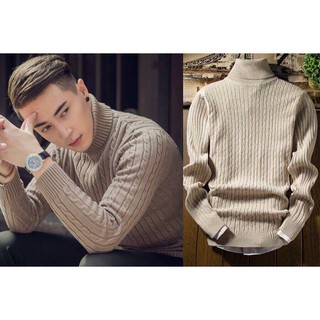 Áo len nam cổ lọ vặn thừng