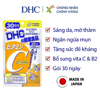 Viên uống Vitamin C DHC Nhật Bản sáng da giảm thâm mụn tăng đề kháng thực phẩm chức năng 30, 90 ngày X6-DHC-C