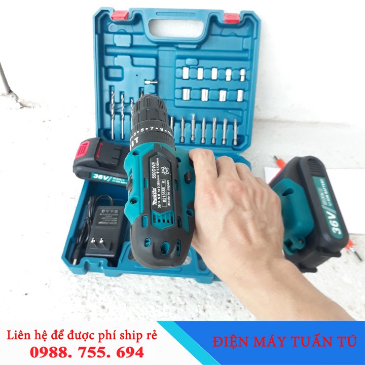 Khoan Pin Makita-36v Nhật Bản Kèm bộ phụ kiện - Roto 100% dây đồng