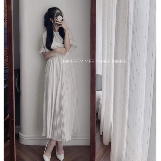 váy maxi dập li dài mimee