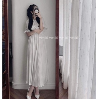 Váy maxi dập li dài mimee